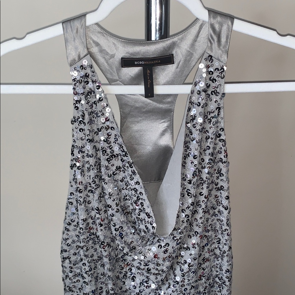 BCBGMaxAzria Silver Sequin Blouse - Picture 3 of 5